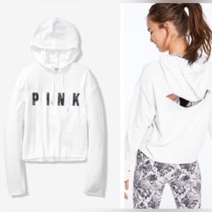 Victoria’s Secret PINK Cropped Hoodie with Cut-Out Back - Size Medium
